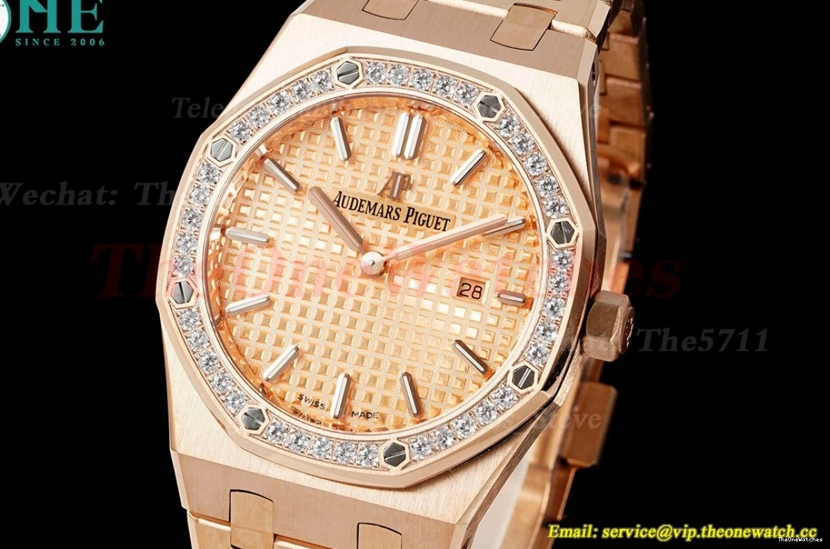 Qtz ZF Oak 67651 Dia Swiss RG 33mm Royal Gold Ladies RG 0430